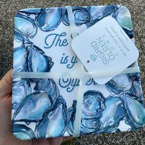 NWT Sigrid Olsen Melamine Oyster-Themed Appetizer Plates Set of 4 Tapas Plates